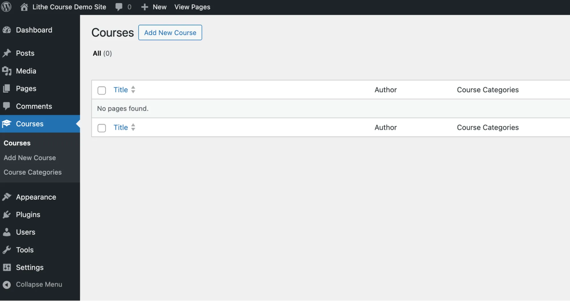 Lithe Course plugin interface